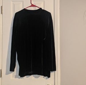 Stretchy black velvet mock turtleneck top